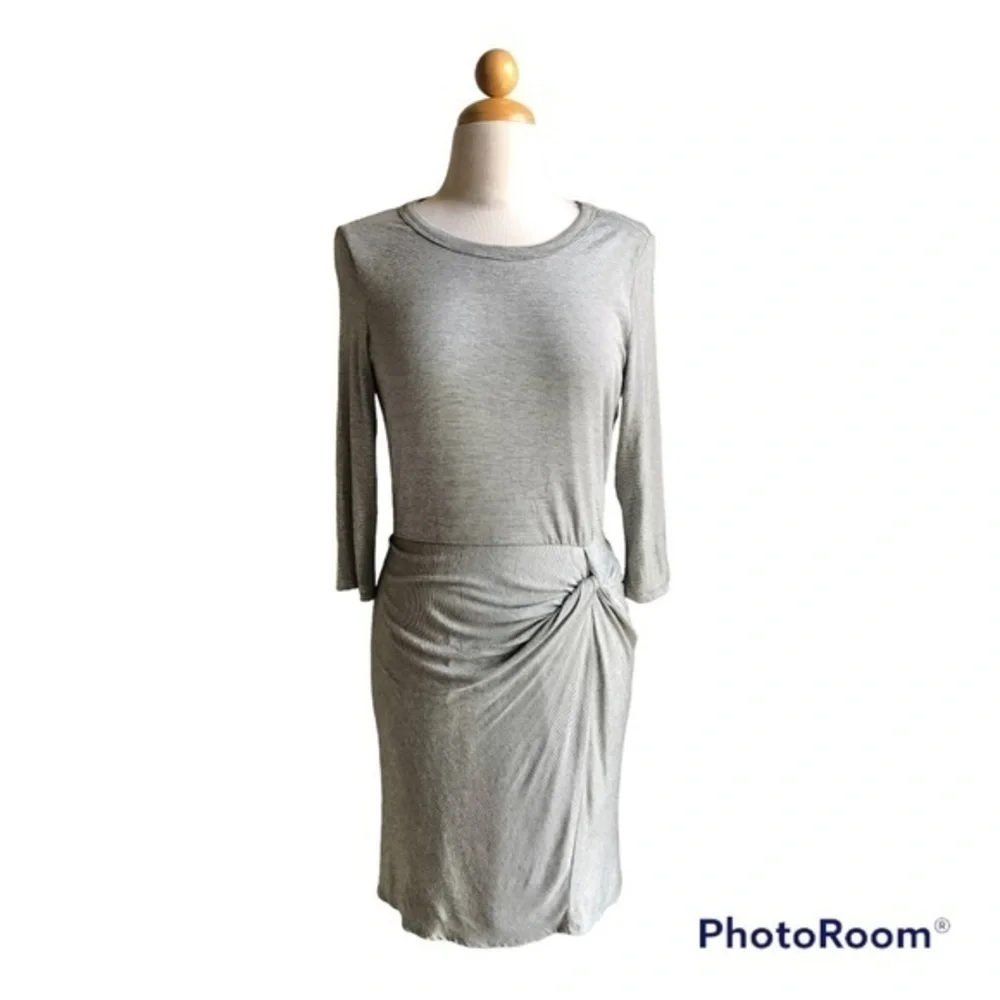 Anthropologie | Amadi twist waist jersey knit  micro striped dress large